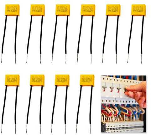 10 Stück LED Entstörkondensator, 0,33µF 275V X2 Radial Sicherheits Kondensatoren, Entstörer Kondensator, Effektive Lösung Gegen Blinken und Glimmen von LED-Lampen, für Haushaltsgeräte und Radioschutz