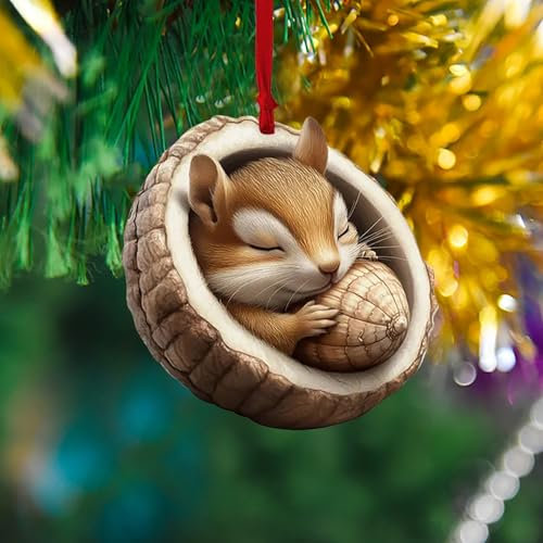 Weihnachtsbaum Tier Anhänger Lustiger Weihnachten Winter Cartoon Ornament 2D Acryl Weihnachtskugeln Christbaumschmuck Tier Weihnachtsbaumschmuck Wohnzimmer Auto Ornamente Weihnachtsdeko (A, One Size)