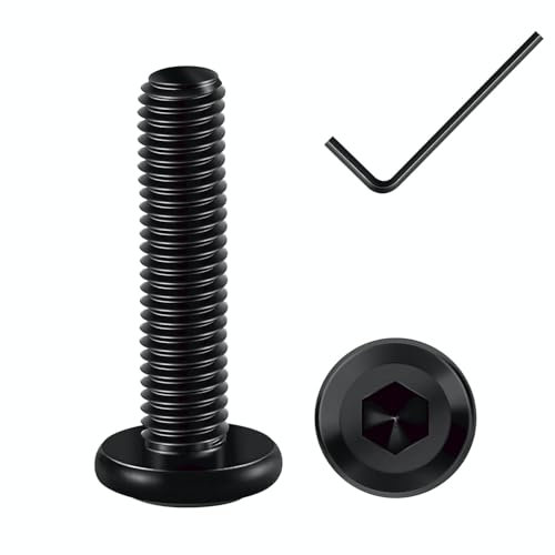 Lot de 25 vis à tête plate M8 x 40 - Vis à tête bombée à six pans creux - Acier au carbone - Filetage complet - Oxyde noir avec clé hexagonale (M8-45 mm)