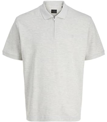 JACK & JONES Jprblawalker SS Zip Polo Shirt, White, XL