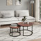 Couchtisch 2er Set rund aus Holz, Wohnzimmertisch Modern, Beistelltisch Set 2 in 1 mit Metallgestell für Wohnzimmer Büro Beistelltisch Loft Design Twin | Eiche dunkel