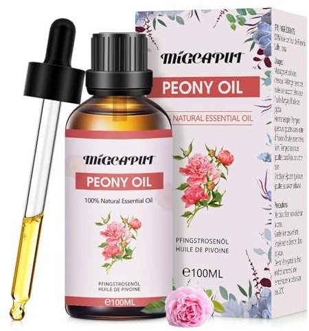 Migcaput Ätherische Öle Pfingstrosenöl 100 ml, Naturrein Duftöle Essential Oils Oils für Diffuser, Luftbefeuchter, Aromatherapie, Entspannen, Hautpflege, Kerzenherstellung