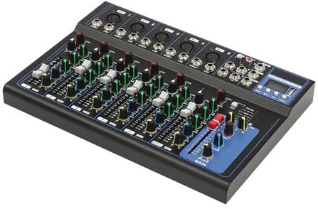 Bluetooth Portable Audio Mixer, 7 Channel Sound Mixing Console, Mixing Board Console With DJ Mixer, USB Audio Interface Mixer for Home KTV, Bars and Recording Studios