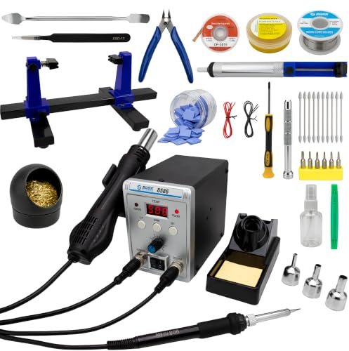 SOSS GAMING Kit completo di saldatura per controller per videogiochi - Aria calda e saldatore per PlayStation, Xbox, Nintendo Switch - Strumenti di modding, dissaldatura e rilavorazione