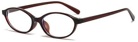 Long Keeper Oval Blue Light Blocking Glasses Women Men Small Cat Eye Glasses Y2K Clear Lens Blue Light Computer Gaming Glasses (Deep Brown Clear)
