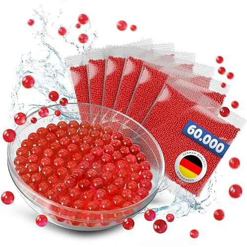 Bojani 60.000 Wasserperlen in blau, grün, gelb, rot, orange, türkis oder bunt gemixt, Geburtstagsdeko, Hochzeitsdeko, Party Deko, Tischdeko, Weihnachtsdeko (Feuerrot)