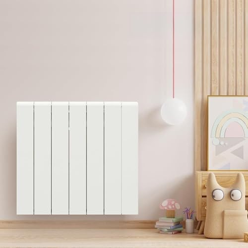 BATILEC - Radiateur à inertie ALU ZILO WiFi 1000 W - Chauffage électrique connecté Tuya, IP24, thermostat précis, 4 modes de chauffe, fil pilote 6 ordres, sécurité enfant