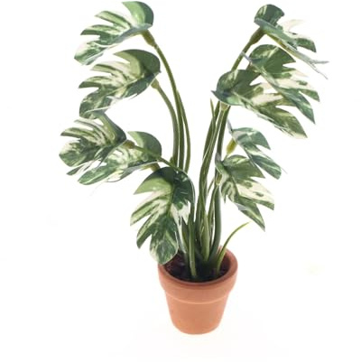 Mllepjdh Weiße Bunte Monstera Blatt Miniatur Kunststoffdekoration Für Puppenhäuser Innenarchitektur Weißes Buntes Monstera Blatt Aus Kunststoff