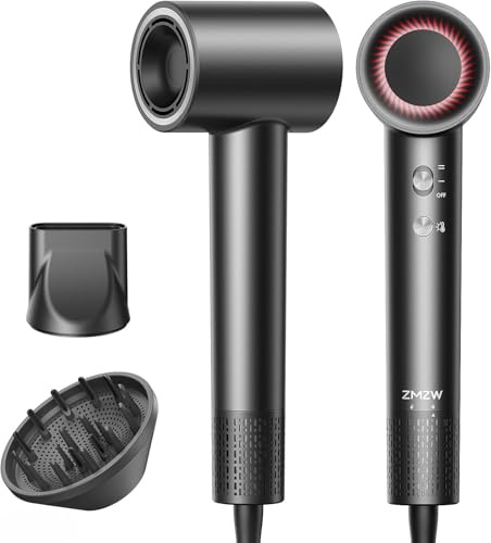 Secador de pelo 160.000 RPM alta velocidad, secador iónico 500 millones de iones, anti encrespamiento, control NTC, secado rápido, silencioso con difusor magnético & concentrador