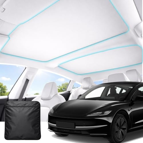 Enerfero Tesla Model 3 Highland 2024 2025 Parasol Coche Delantero, Parasol para Techo sin flacidez, Aislamiento y Reflexión Integrados Parasol Interior, Protección UV, Mantener Fresco