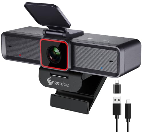 Angetube 4K Webcam für PC, UHD Computer Webkamera für Desktop mit 5X Zoom
