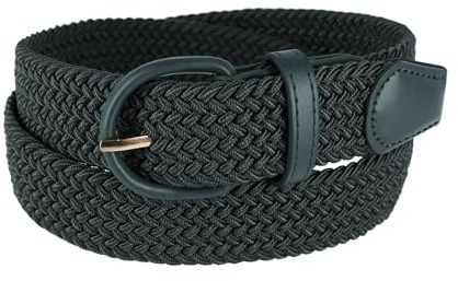 CTM Men's Elastic Braided Belt with Covered Buckle (Big & Tall Available)