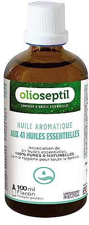 OLIOSEPTIL - Huile aromatique - Association de 41 huiles essentielles 100% pures & naturelles - Soin & hygiène - Douleurs musculaires & articulaires - Hygiène buccale, cuir chevelu, soin cutané -100ml