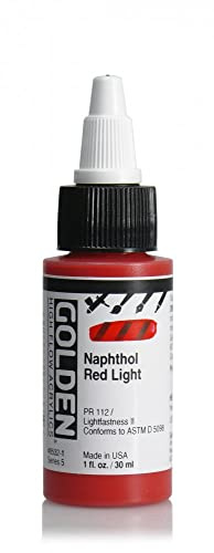 GOLDEN High Flow Acrylics, Naphthol Red Light, 1 fl. oz. Bottle