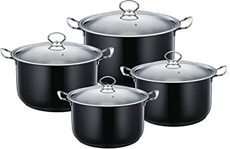SQ Professional Gems Stainless Steel Stockpot Set with Lids 4pc (Onyx)