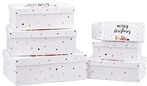 Cepewa 6tlg. Geschenkboxen Set Weihnachten - Kartonagen - Geschenkkarton -Geschenkschachtel