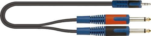 EKO QUIK LOK - RKSA/140-1 Miniklinke Stereo / 2 x Mono-Klinke Adapterkabel Quik Lok ROK SOLID, Miniklinke Stereo / 2 x Mono-Klinke, Farbe Schwarz, Länge 1 m