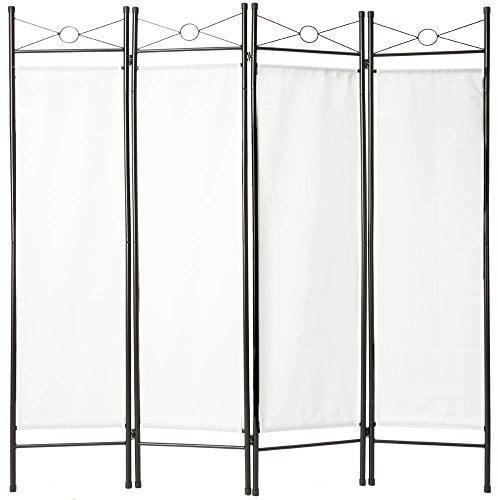 TecTake Divisorio separè paravento 4 pannelli separe paravento e ferro laccato 180x160cm - disponibile in diversi colori e quantità - (1x Bianco | no. 401660)
