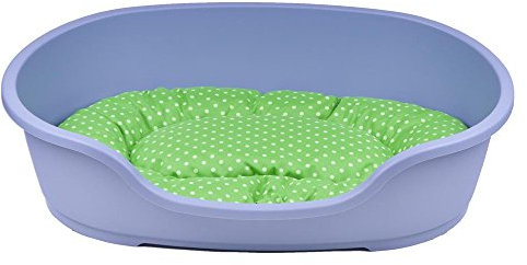 adena Hundekorb 110 x 74 cm grau + Kissen Tupfen grün