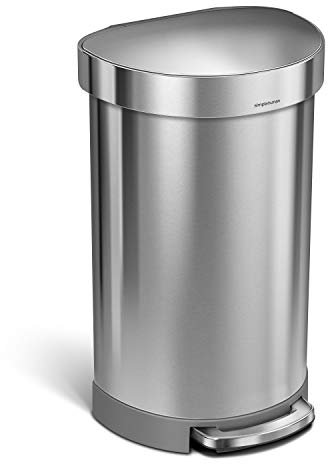 simplehuman CW2030 cubo semicircular con pedal, acero inoxidable cepillado, 45 L