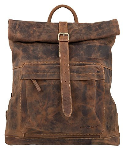 Greenburry Vintage Rucksack Leder Backpack braun 25x30x10
