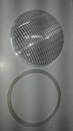 YMBERSA Kit reparación Recambio Piscina. Lente Transparente + Junta para Foco Plano. D.178 mm.