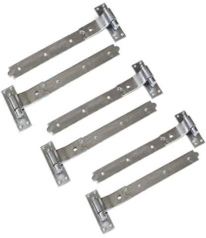 Gate Hinges Cranked Hinges Design, Heavy Duty Gate Hinges for Wooden Gates - Stable Door Hinges, Hook and Band Gate Hinges for Secure Fittings - Galvenised 300mm (12) 3 Pairs