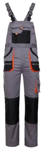 Stenso des-Emerton - Salopette da Lavoro - Uomo - Tute Protettive - Slim Fit - Grigio/Nero/Arancione - 60
