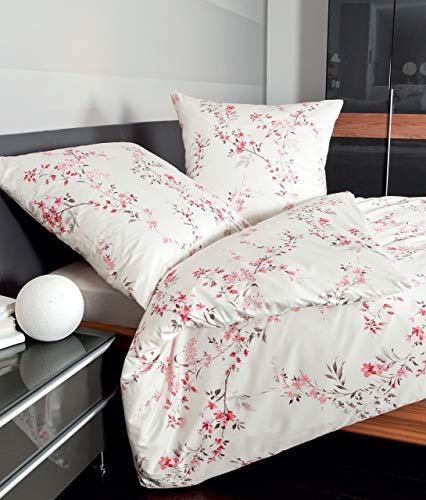 Janine Mako Satin Bettwäsche 155 x 220 cm Satin Bettbezug weiß Palermo Bettwäsche weiß aus Baumwolle
