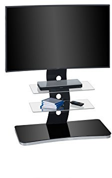 MAJA Möbel Media TV-Rack, Glas, Metall Alu-Schwarzglas, 88,00 x 44,00 x 122,00 cm