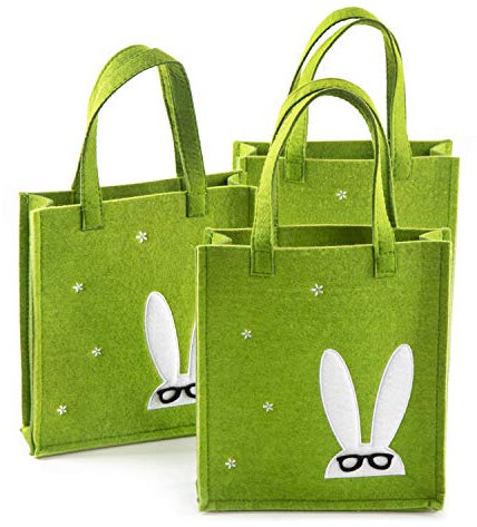 Logbuch-Verlag 3 grüne Osternest Verpackungen Geschenkverpackung zu Ostern Ostertüte 20 x 18 x 5,5 cm - Filztasche mit Henkel