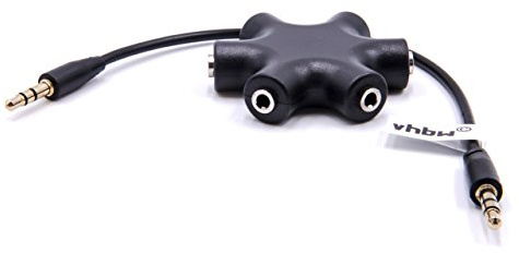 vhbw Audio Splitter Verteiler 6-Fach Klinkenverteiler AUX für Kopfhörer | Boxen, Tablet - Schwarz