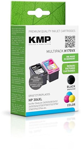 KMP Tintenpatrone passend für HP 304XL (N9K08AE, N9K07AE) Multipack - H175VX - für HP DeskJet 2620 2630 2632 2633 2634 3720 3730 3732 3750 376... etc.