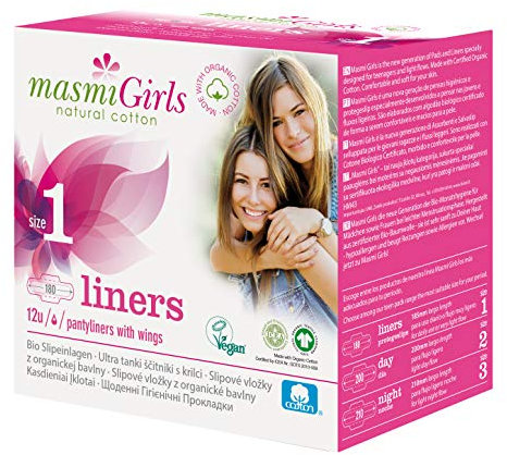 MASMI NATURAL COTTON Bio Slipeinlagen Girls 1, 12 Stück