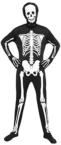 EraSpooky Halloween Men Skeleton Jumpsuit Costume Luminous Skull Skin Full Body Tights Suit