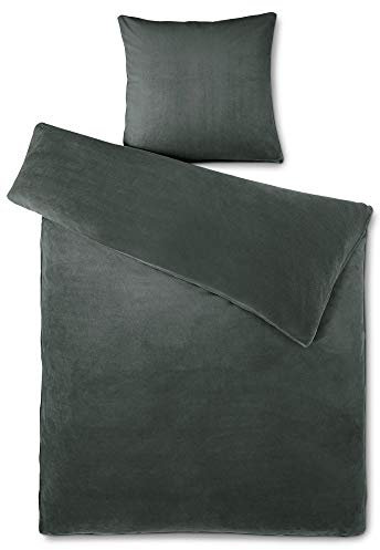 aqua-textil Feelwell Bettwäsche 155 x 220 cm 2teilig Coral Fleece Bettbezug Thermo Flausch anthrazit