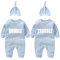 culbutomind baby Zwillinge Baby Bodys Doppel Ärger süßes Outfit mit Hut Baby Pyjamas Zwillinge Geschenk(Blau 6M)