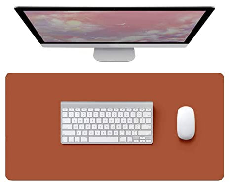 CIEEIN CIEHT Tapis de Souris Bureau Tapis de Portable Tapis de Bureau Mat Tapis de Souris en Cuir PU Brun 35x70cm