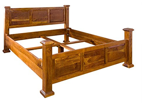 MASSIVMOEBEL24.DE Oxford Bett 140x200 Akazie #130, Farbe:Hellbraun lackiert