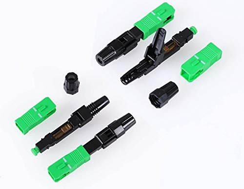 Elfcam - Glasfaser Simplex Monomode SC/APC Schnellanschluss, LWL Fast Connector, 5 Stück