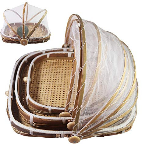 Panier De Pique-Nique avec Gaze Corbeille A Fruit Tissé, Protège Les Aliments De La Poussière Et des Insectes pour Légumes, Fruits, Pain Parfait