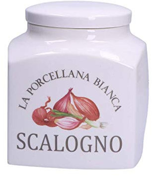 La Porcellana Bianca - Barattolo Contenitore Scalogno - Conserva, Barattoli e Contenitori - Barattoli Cucina - Porcellana - 1800 CC; 12x12xh16 cm