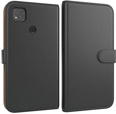 EAZY CASE Tasche kompatibel mit Xiaomi Redmi 9C Schutzhülle mit Standfunktion Klapphülle im Bookstyle, Handytasche Handyhülle Flip Cover mit Magnetverschluss und Kartenfach, Kunstleder, Schwarz