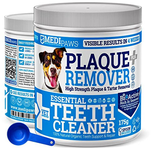 MediPaws® Plaque Off Remover 175g For Dog Teeth & Bad Breath | Just Add To Dog Food - No Need For Toothbrush or Toothpaste | Remove Bad Breath For Cats & Pets