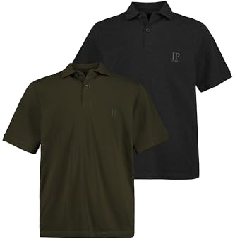 JP 1880 Herren große Größen Übergrößen Menswear L-8XL Poloshirts, Basic, 2er-Pack, Piqué, gekämmte Baumwolle, bis 8 XL dunkel Khaki L 704317430-L