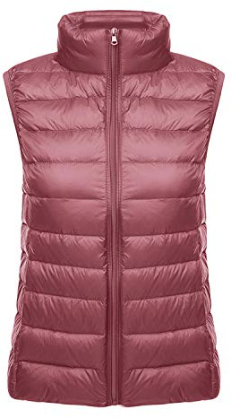 Gilet doudoune en duvet léger et pliable pour femme, rose foncé, 44