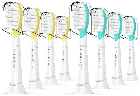 Futulkyus Ersatzköpfe für Philips Sonicare Kinder-Zahnbürste – ab 7 Jahren, Standard-Bürstenkopf für Jungen, Mädchen, HX6032/94, HX6042, HX6340, HX6034, HX6321, Weiß, 8 Stück