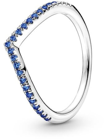 PANDORA Ring Timeless Funkelnder Wunsch Silber, blaue Kristalle 196316C02 60