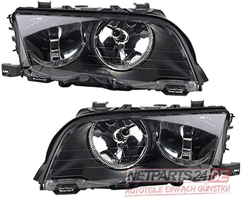 Johns, Scheinwerfer Satz passend für BMW 3er Scheinwerfer E46 ab 1998-2001 Satz schwarz FF/H7-H7 li+re.