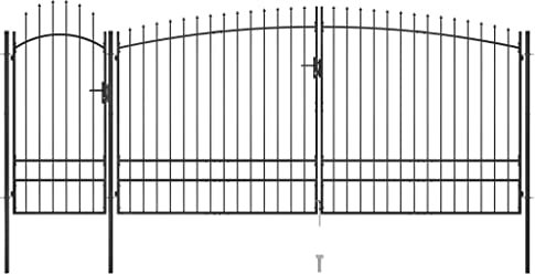 vidaXL Gartentor mit Speerspitzen Einfahrtstor Metalltor Hoftor Gartenpforte Gartentür Zauntor Gartenzaun Tor Tür Pforte 5x2,45m Schwarz Stahl